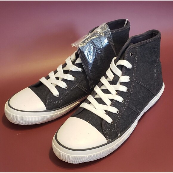 NWOB Ralph Lauren Sneaker Women Size 11 High Top January II Flannel Gray - Picture 3 of 7